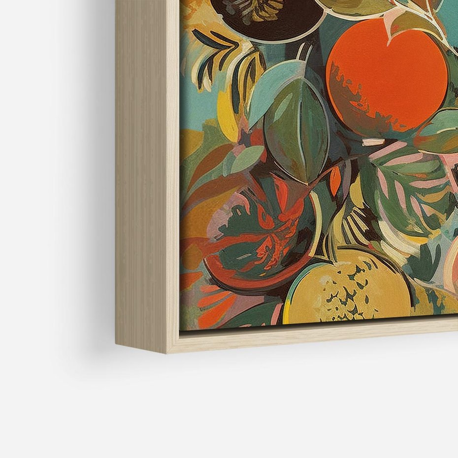 Obraz w ramie 80x80 - Księga Surrealnych Wyobrażeń - abstrakcyjny obraz owoców, jak picasso - rama drewno