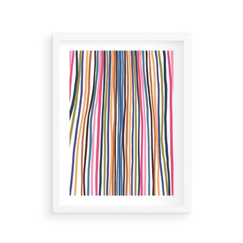 Plakat w ramie 30x40 - Energetyczne Nurtujące - kolorowe wzory, tęczowe żywe kolory - rama biała
