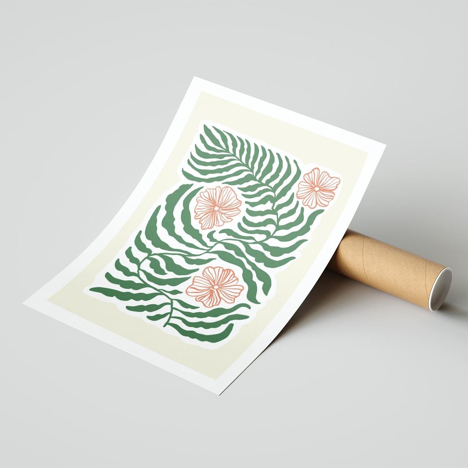 Plakat bez ramy 40x50 - Migocące Wzory - abstrakcyjna kompozycja, paprocie