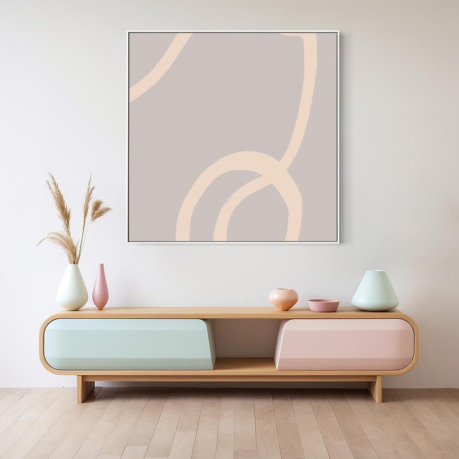 Obraz w ramie 80x80 - Wystylizowana Rewolucja - minimalistyczny obraz, nowoczesny - rama biała