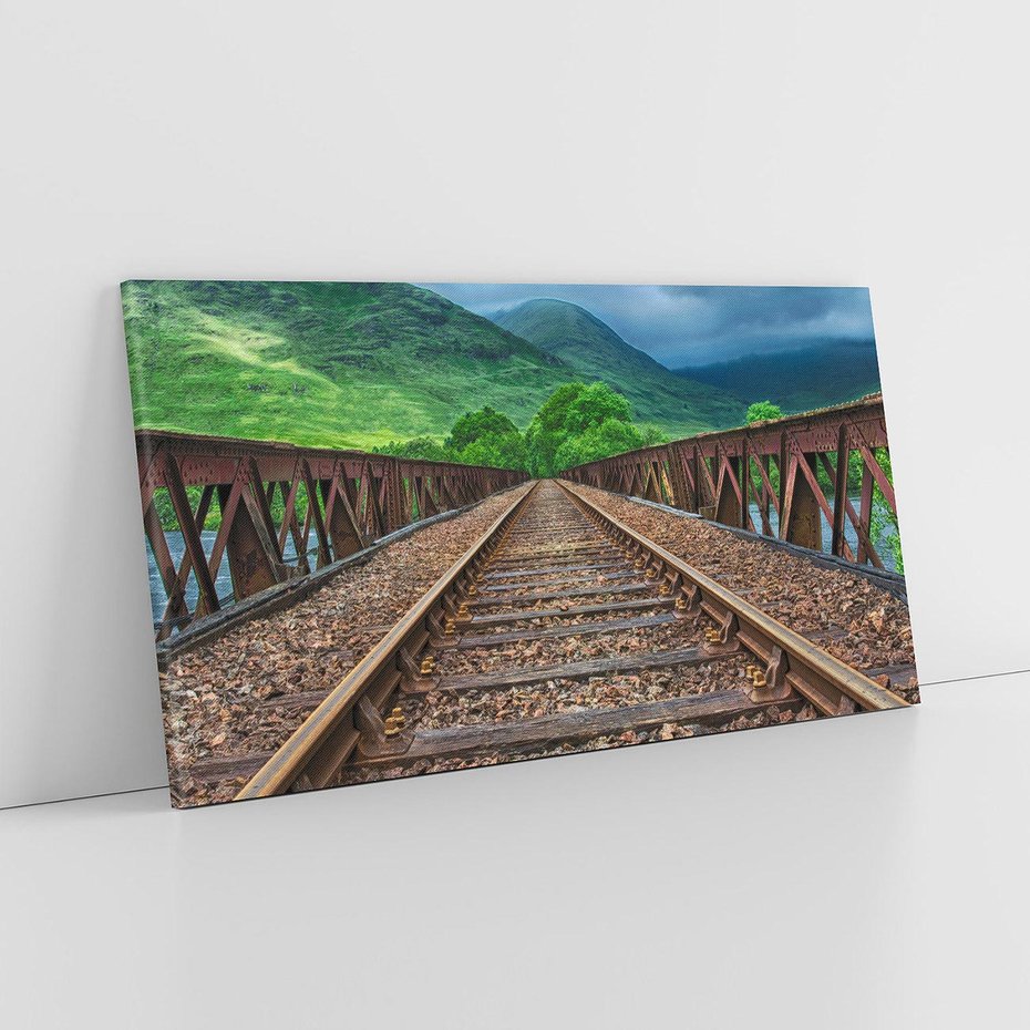 Obraz na płótnie 120x60 - Most Kolejowy - Tropy Podróży w Nocnej Ciszy - most, kolej
