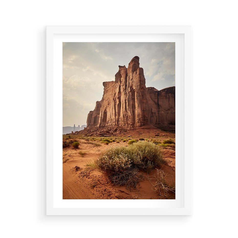 Plakat w ramie 50x70 - Pejzaż pustynnego kanionu - pustynia, kanion - rama biała