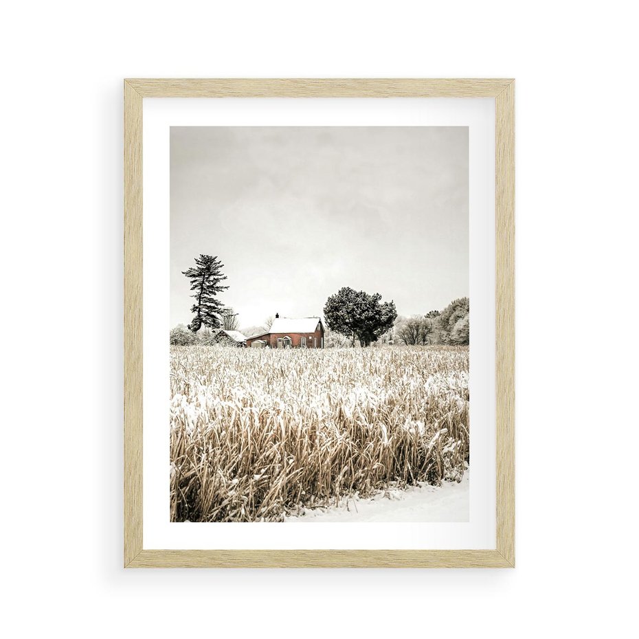 Plakat w ramie 40x50 - Idylliczna Zima - zima, krajobraz zimowy - rama drewno