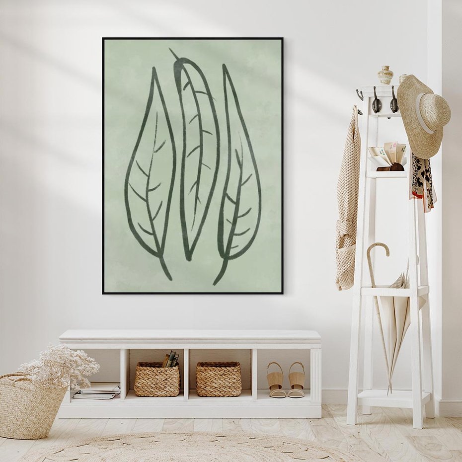 Obraz w ramie 50x70 - Energetyczne Ekspresje Natury - zielony plakat, roślinne motywy - rama czarna