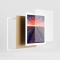 Plakat w ramie 40x50 - Różowe Niebo nad Polami - pola lawendy, zachód słońca - rama biała