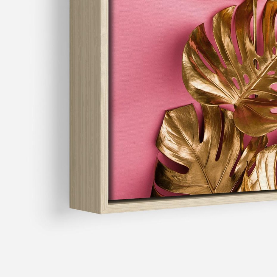 Obraz w ramie 120x80 - Luksusowa Elegancja - złote, liście - rama drewno