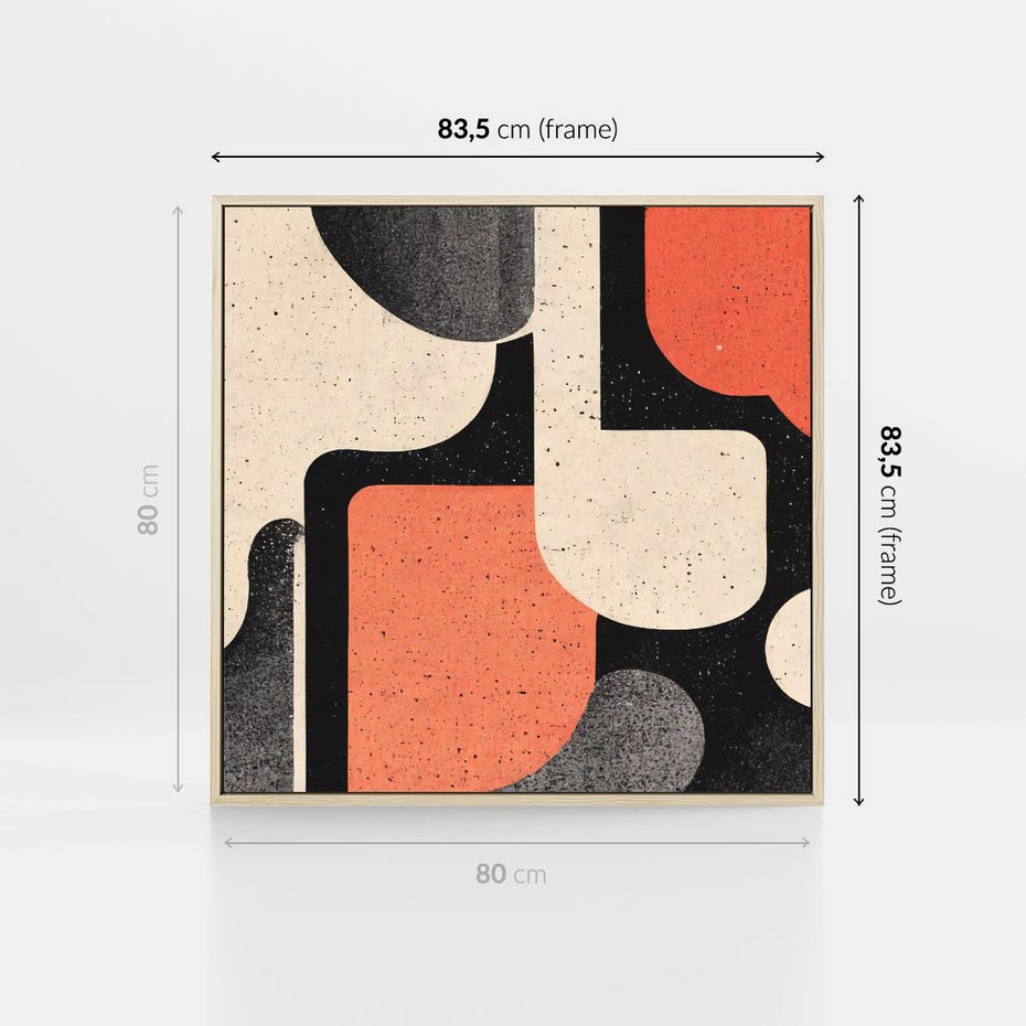 Obraz w ramie 80x80 - Loftowa Harmonia - abstrakcja, styl loftowy - rama drewno