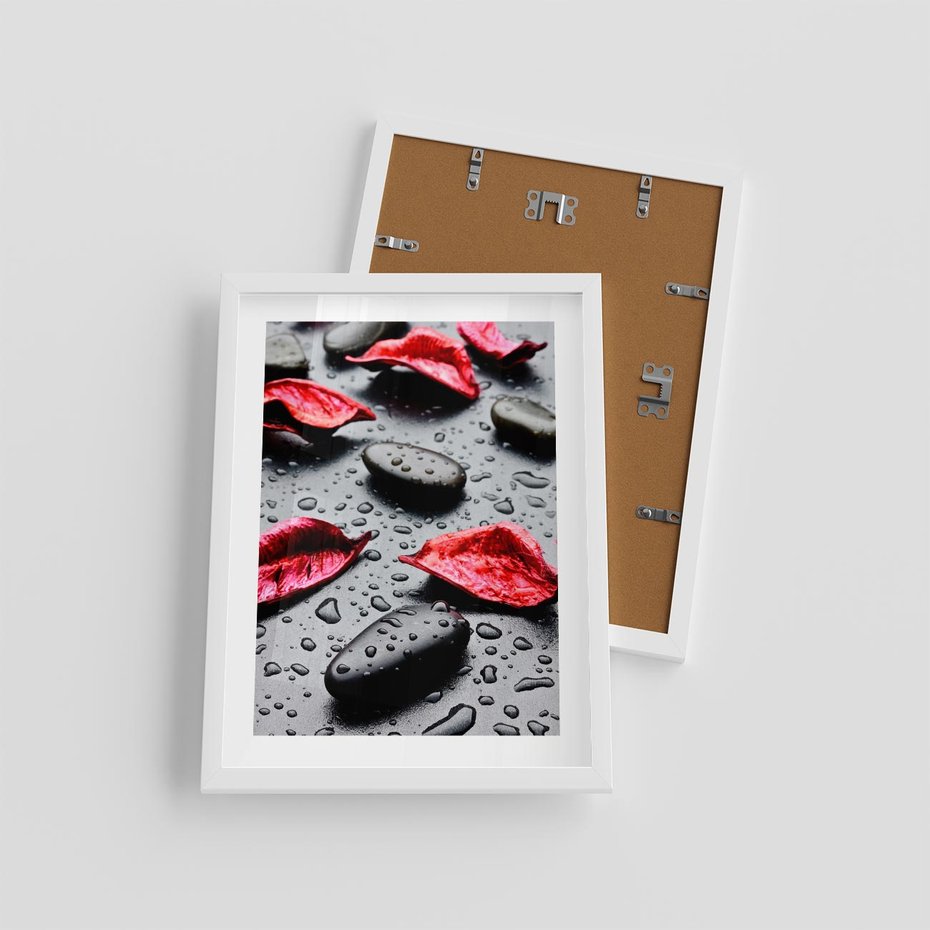 Plakat w ramie 30x40 - Spa wśród Natury - spa, kamienie - rama biała