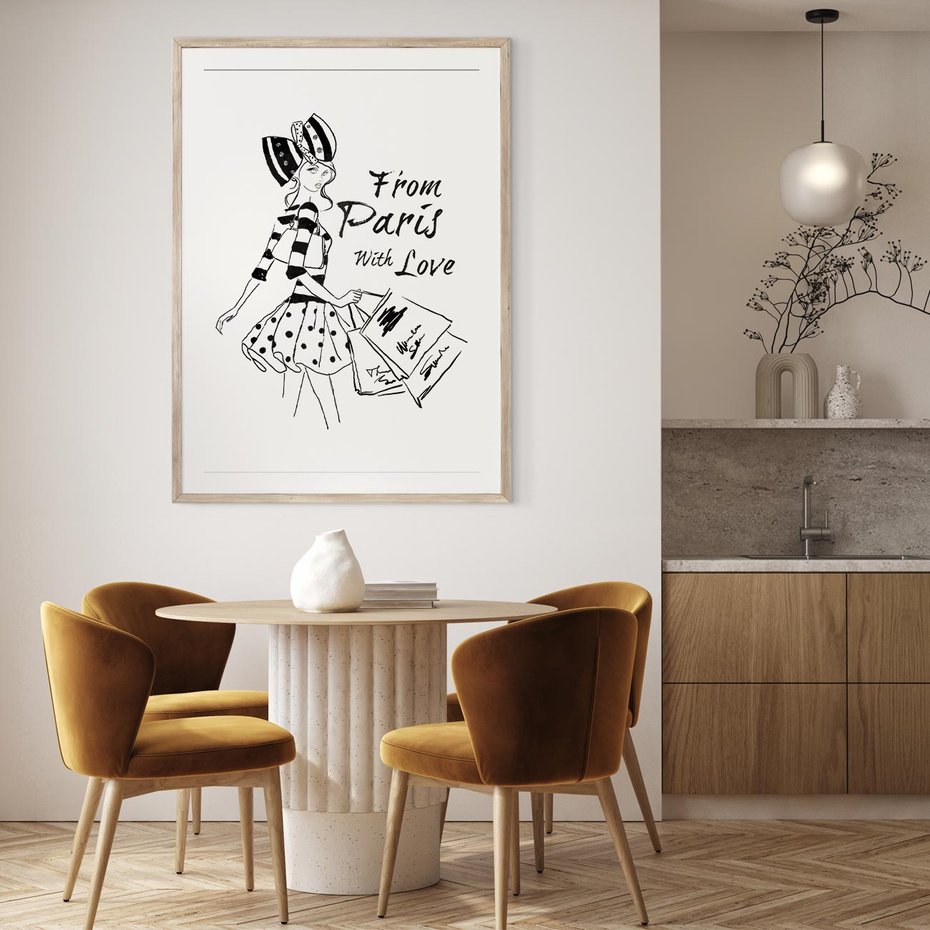 Plakat w ramie 30x40 - Paryż - Miasto Romantycznej Grafiki - Paryż, Paris - rama drewno