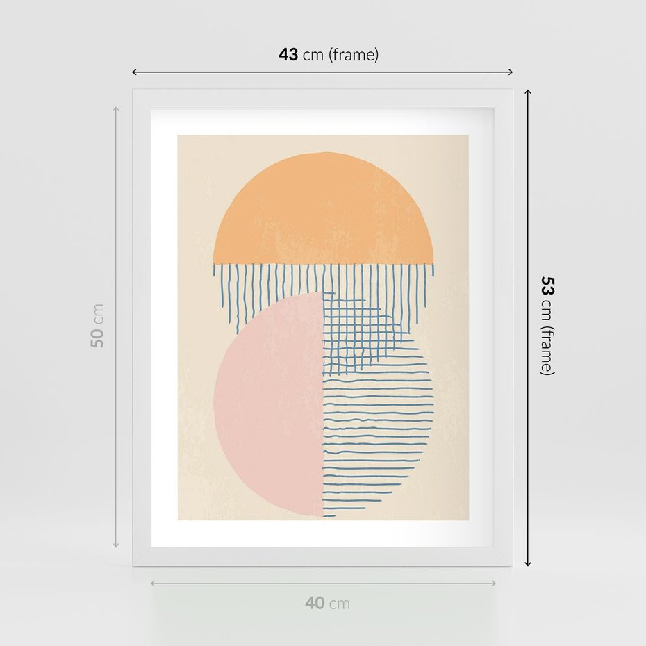 Plakat w ramie 40x50 - Migotliwe Wzory - geometryczne kształty, koła - rama biała