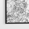 Obraz w ramie 50x50 - Refleksje w martwym punkcie - graficzny szkic, kompozycja kwiatów - rama czarna
