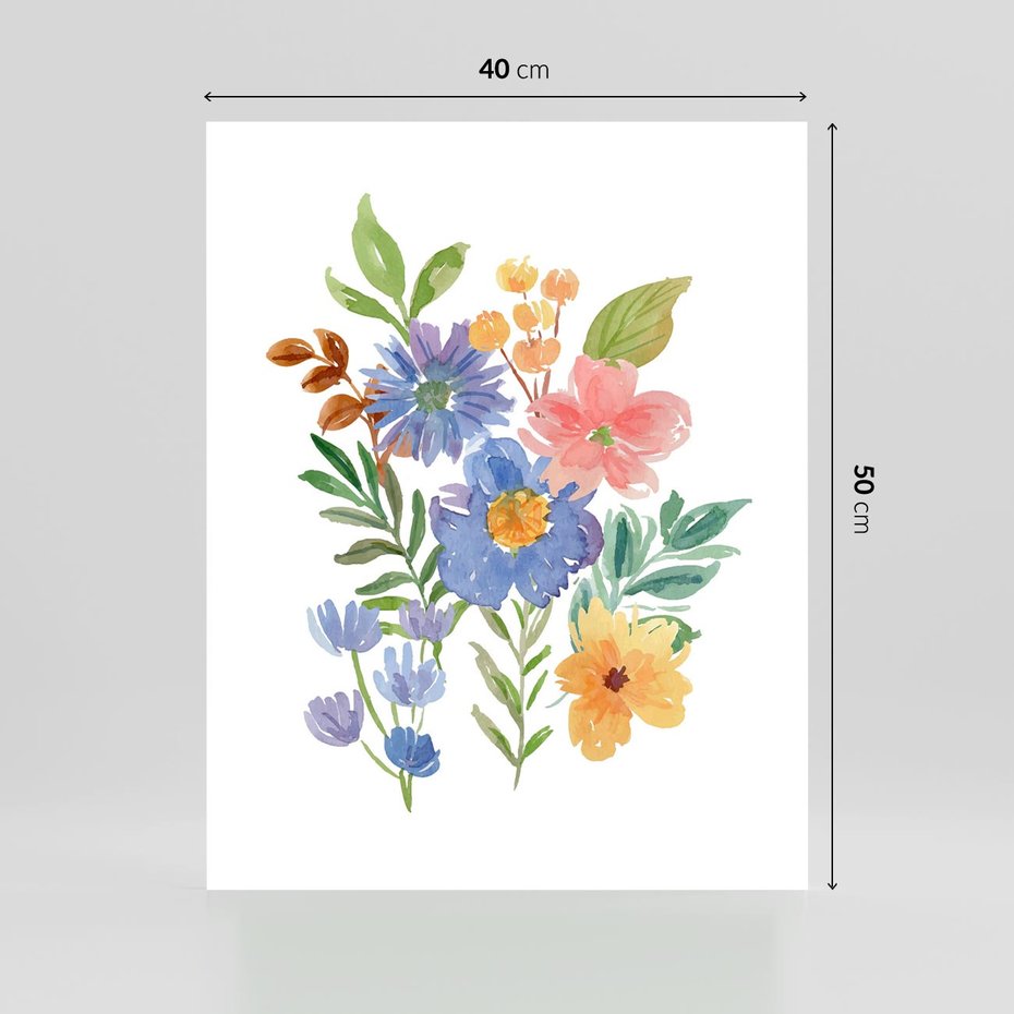 Plakat bez ramy 40x50 - Kwiatowe Opowieści - akwarelowe polne kwiaty, minimalistyczna sztuka