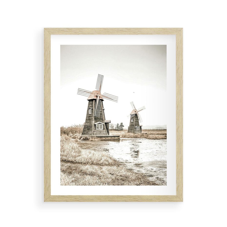 Plakat w ramie 40x50 - Wiejskie Młyny: Rustykalna Fotografia - młyny, rustykalna fotografia - rama drewno