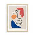 Plakat w ramie 50x70 - Rozbijające Granice Kształtów - abstrakcyjny obraz, przypomina twarz - rama drewno