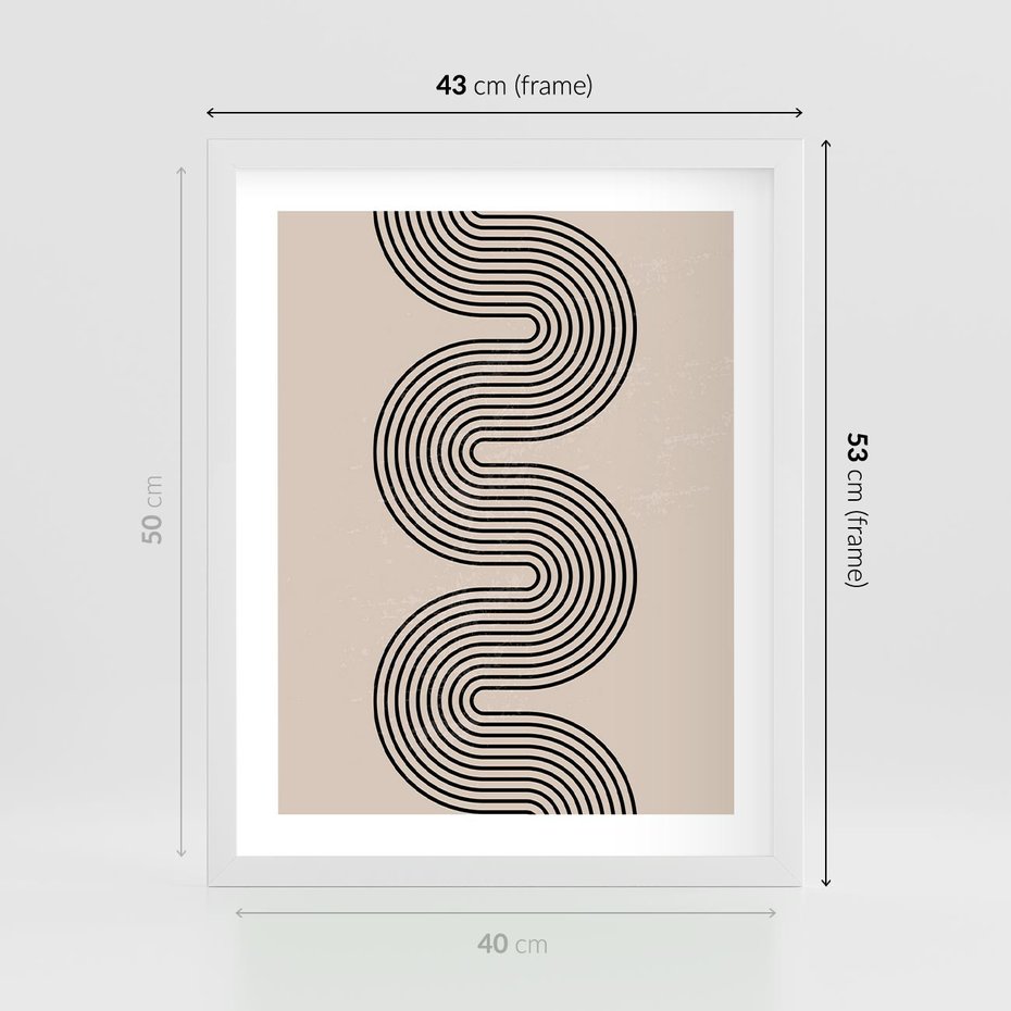 Plakat w ramie 40x50 - Bezgraniczne Odbicia - abstrakcyjne linie, geometria - rama biała