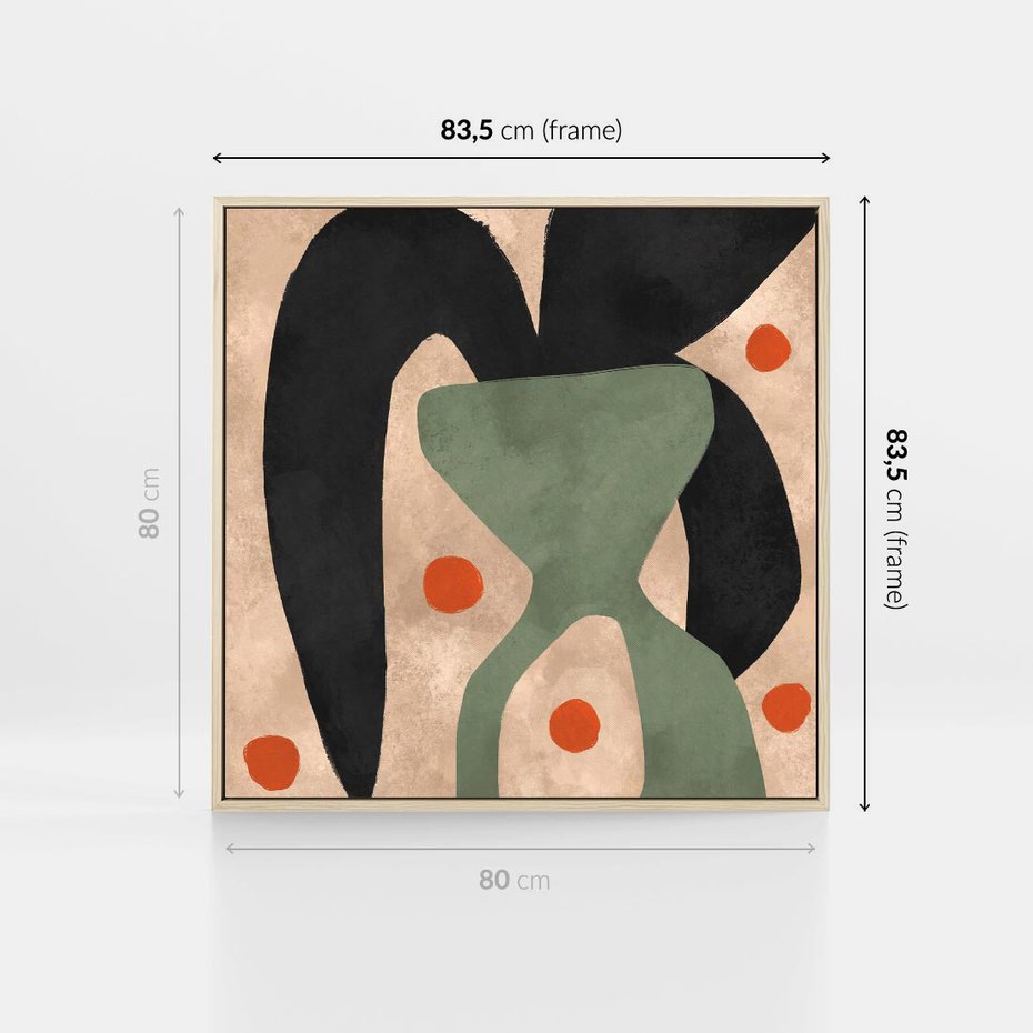 Obraz w ramie 80x80 - Impresje Boho - abstrakcyjny obraz, plakat - rama drewno