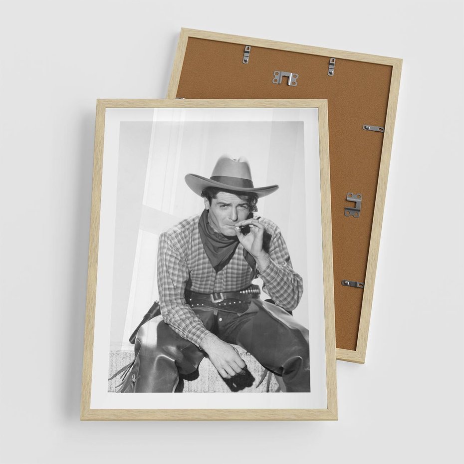 Plakat w ramie 50x70 - Dziki Zachód - retro zdjęcie, czarno białe - rama drewno