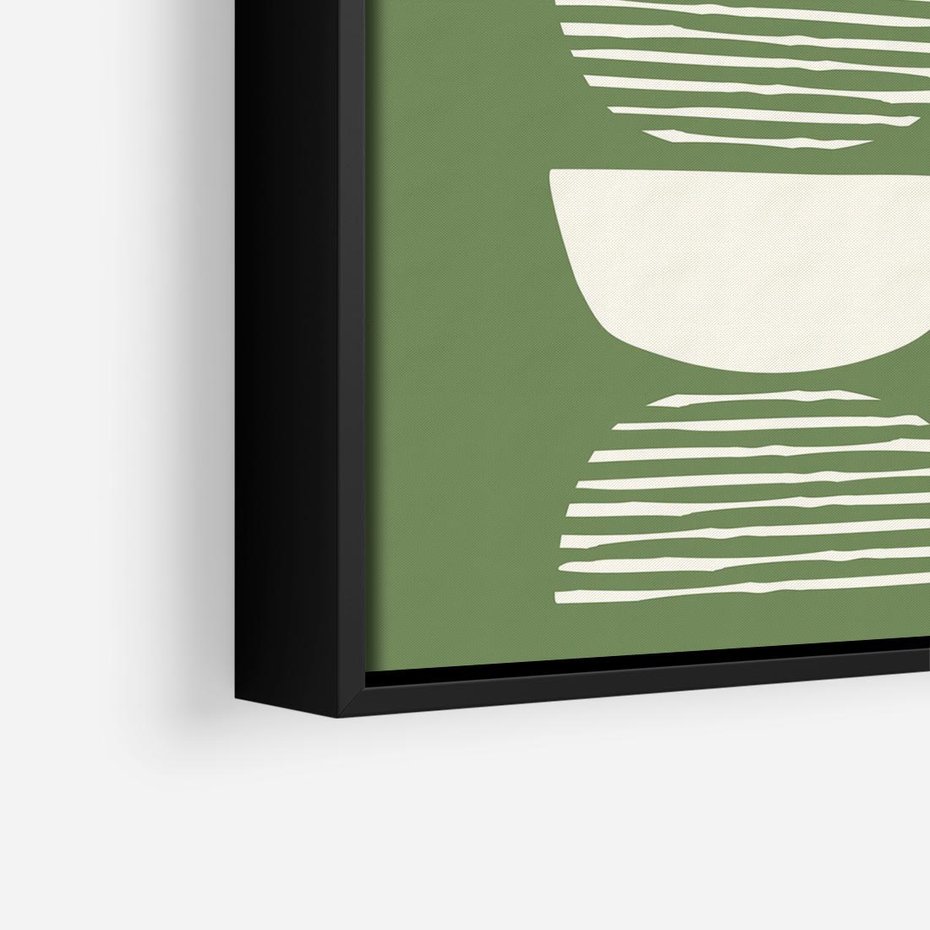 Obraz w ramie 50x50 - Migotliwe Formy - geometryczne boho kształty na brązowym, oliwkowym tle - rama czarna