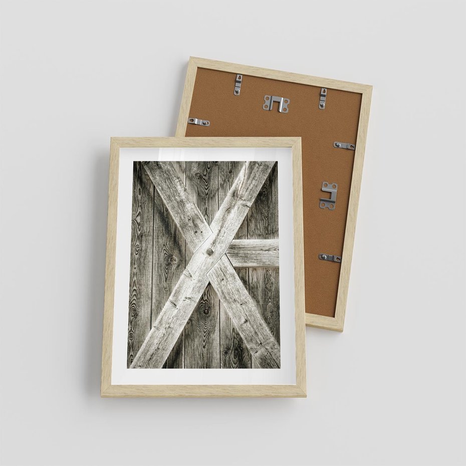 Plakat w ramie 30x40 - Drewniane Drzwi do Stodoły - stare drzwi do stodoły, drewniane - rama drewno