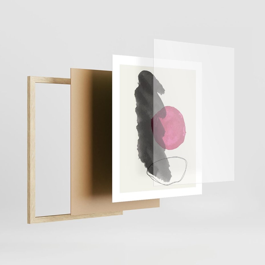 Plakat w ramie 40x50 - Bezczasowe Rytmy - abstrakcyjne nieregularne plamy, czarny - rama drewno