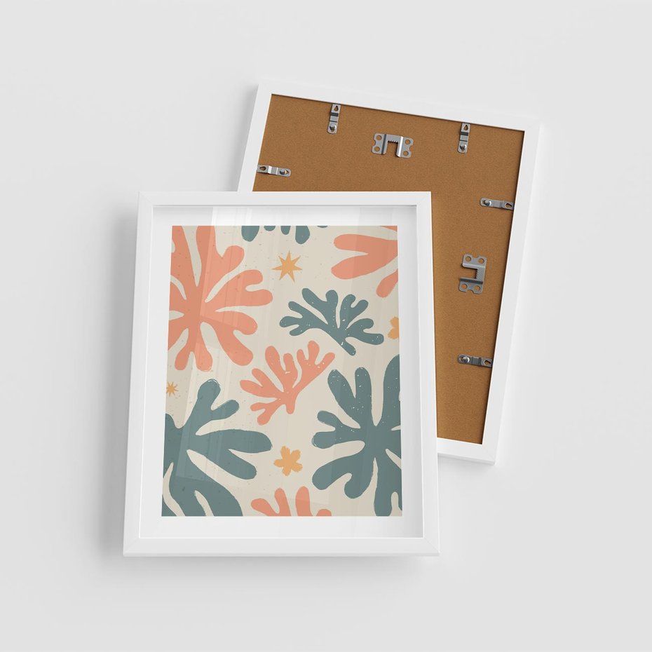 Plakat w ramie 40x50 - Boho Wybuch - boho formy, kształty - rama biała