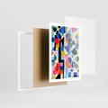 Plakat w ramie 50x70 - Księga Akwarelowych Przeniknięć - abstrakcyjny obraz, różne kolorowe kształty - rama biała