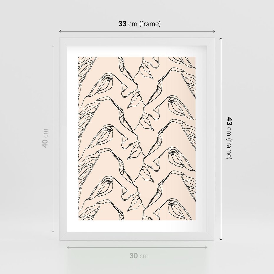 Plakat w ramie 30x40 - Grafika z Twarzami Greckiej Rzeźby - grafika, plakat - rama biała