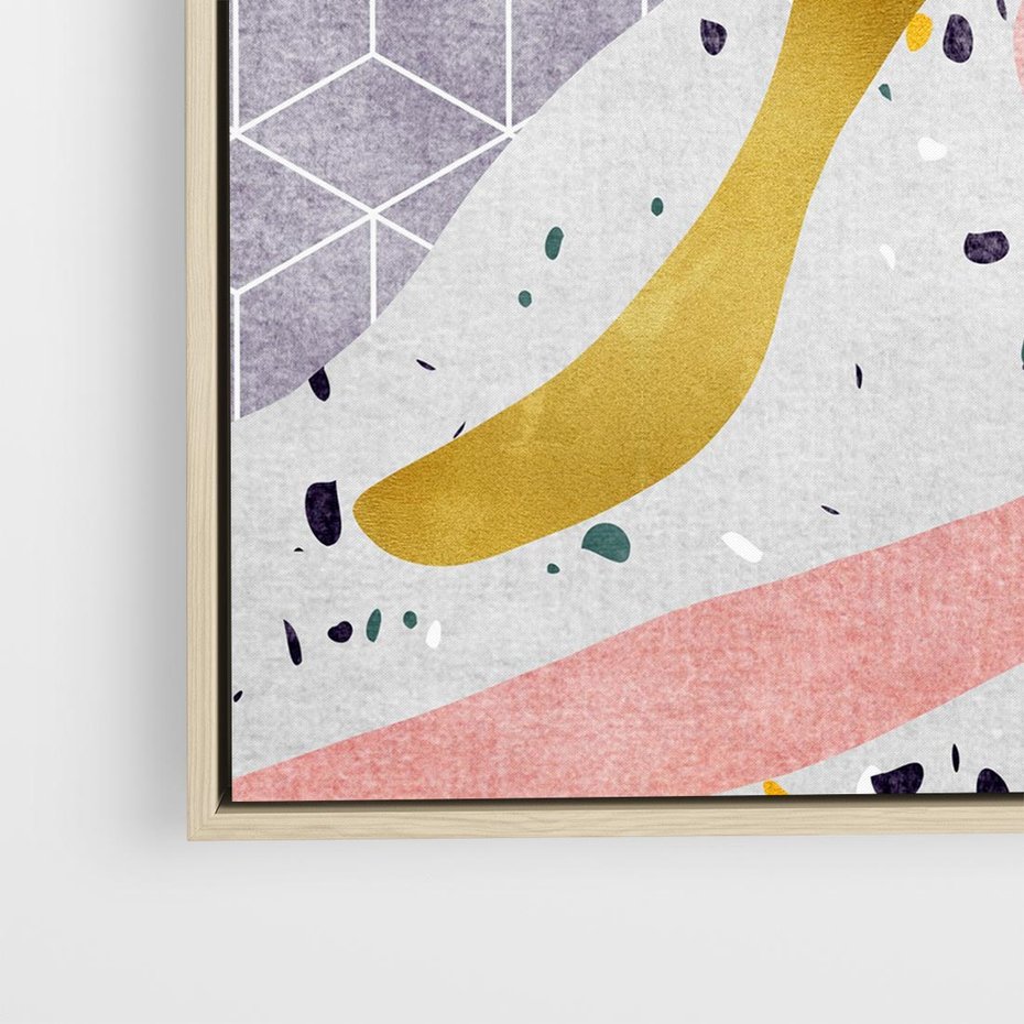 Obraz w ramie 80x80 - Eklektyczny Mix - kolaż, pastelowe abstrakcyjne plamy - rama drewno