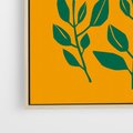 Obraz w ramie 80x80 - Kolorowe Impresje - abstrakcyjna kwiatowa kompozycja, żółte mocne tło - rama drewno
