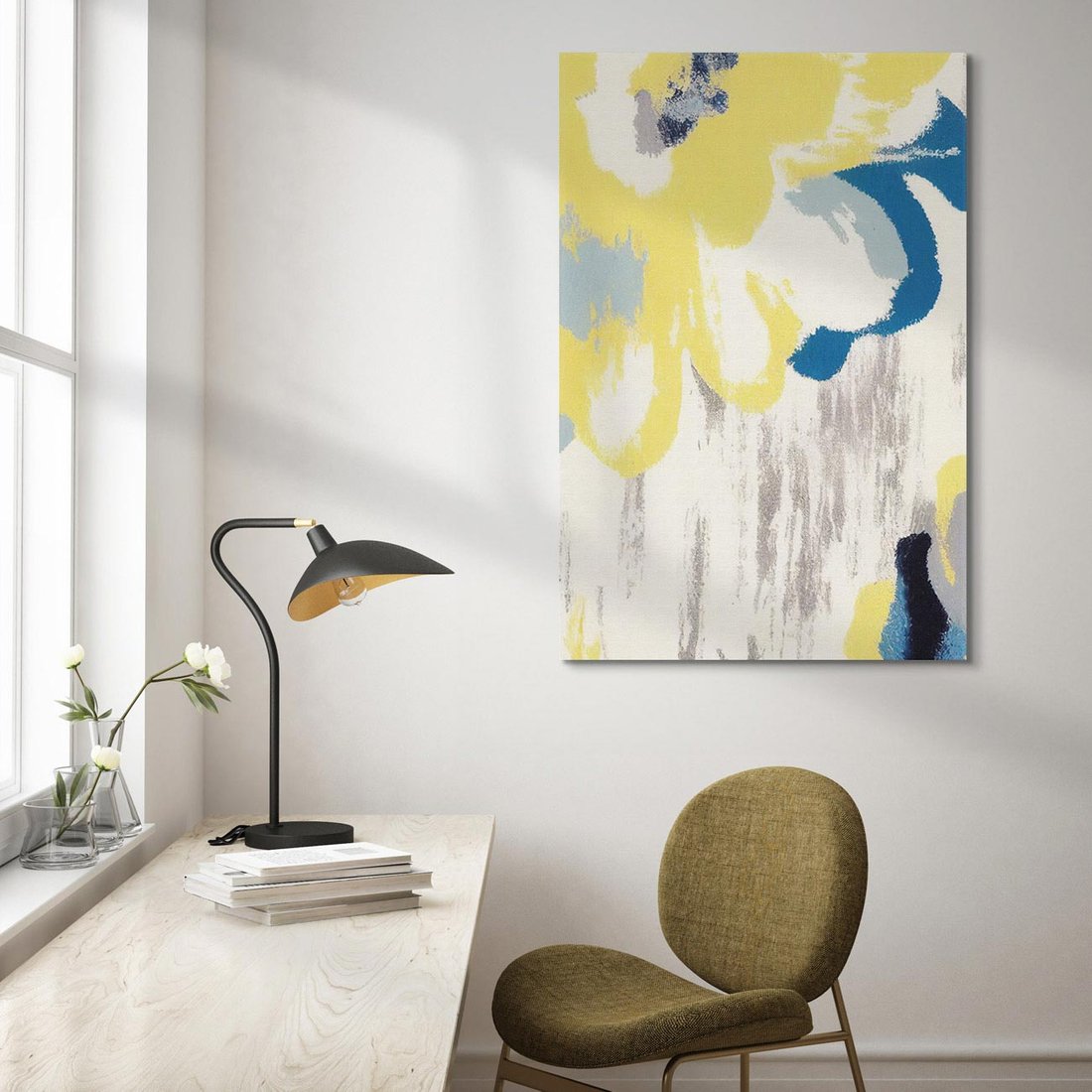 Obraz na płótnie 50x70 - Kwiatowe Impresje - malowane duże kwiaty, kolory żółty