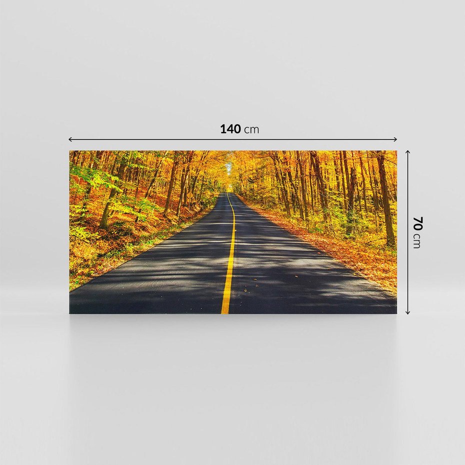 Obraz na płótnie 140x70 - Droga przez jesienny las - droga, las