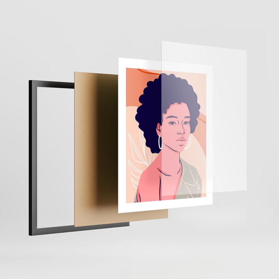 Plakat w ramie 40x50 - Kobiecy Kształt Świata - nowoczesny plakat, styl retro - rama czarna