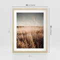 Plakat w ramie 40x50 - Sucha Trawa w Odcieniach Sepii - suche trawy, łąka odcienie beżu - rama drewno