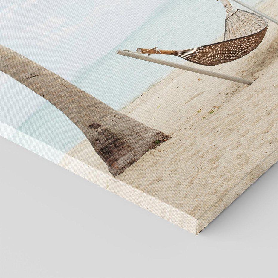 Obraz na płótnie 50x70 - Relaks na plaży - palma, hamak