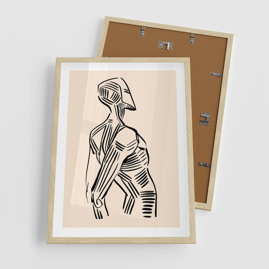 Plakat w ramie 50x70 - Eksploracja Wizualna - szkic, czarno biały - rama drewno