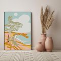 Obraz w ramie 70x100 - Spokojny Wiatr - pastelowy krajobraz, nowoczesny plakat - rama czarna