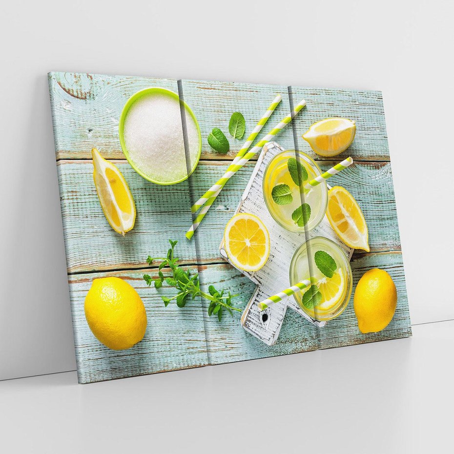 Obraz na płótnie 120x80 - Cytrynowe Orzeźwienie - cytryny, lemoniada