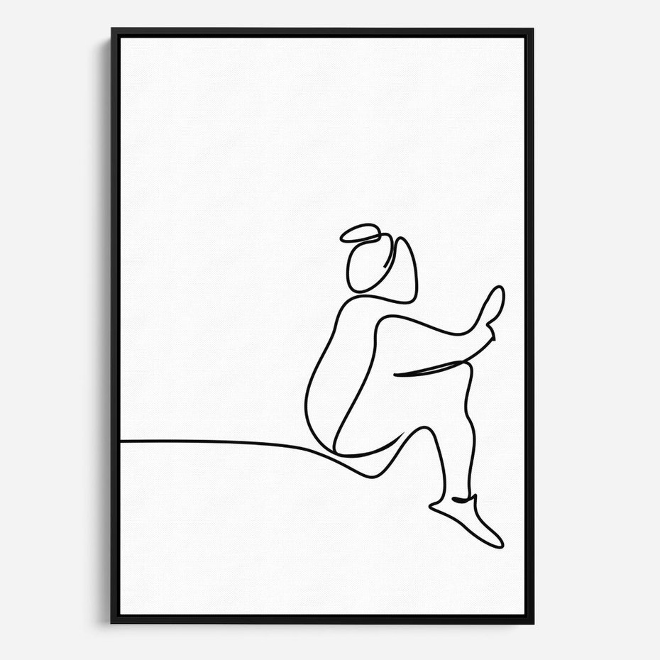 Obraz w ramie 70x100 - Linie Wewnętrznej Refleksji - line art, szkic - rama czarna