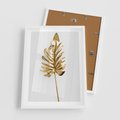 Plakat w ramie 50x70 - Ponadczasowy Urok - złote, liście - rama biała