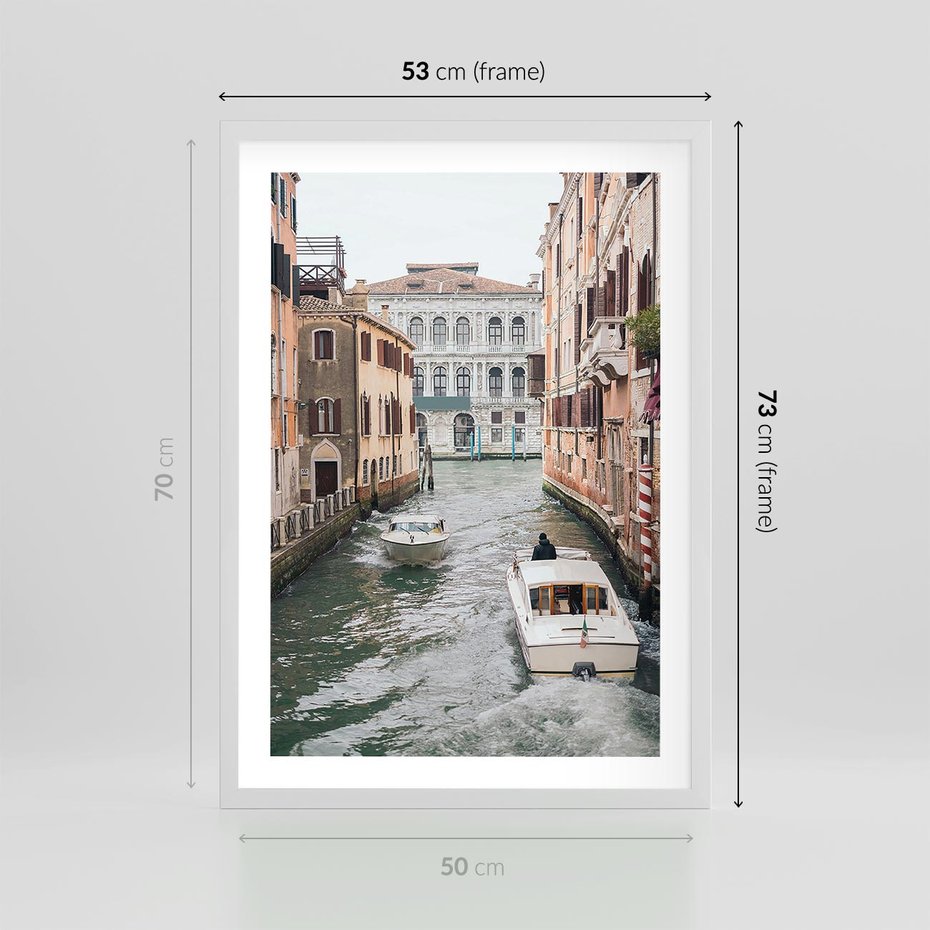 Plakat w ramie 50x70 - Wenecja na Twojej Ścianie - wenecja, kanały - rama biała