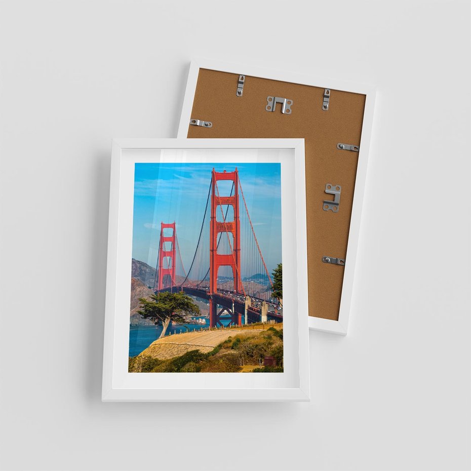 Plakat w ramie 30x40 - W krainie amerykańskich mostów - most, USA - rama biała