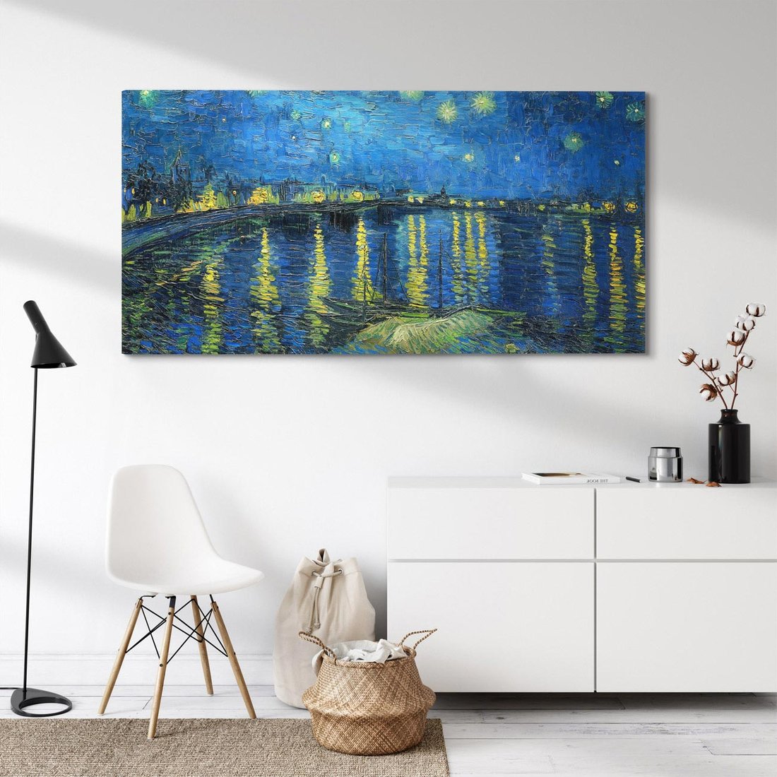Obraz na płótnie 140x70 - "Starry Night Over the Rhone" (1888) Vincent van Gogh - Reprodukcja - reprodukcja, obraz na płótnie