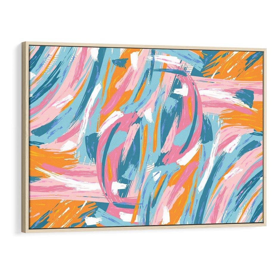 Obraz w ramie 70x50 - Refleksje w krainie abstrakcji - abstrakcja, energiczne pociągnięcia pędzla - rama drewno