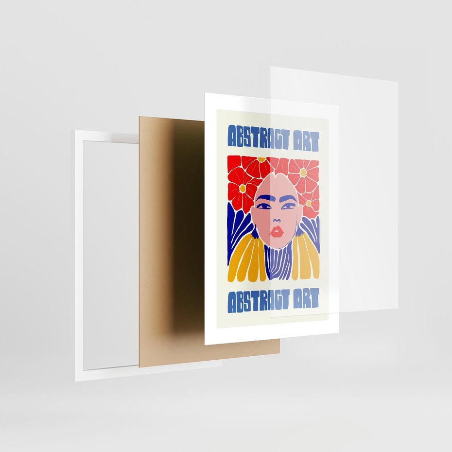 Plakat w ramie 30x40 - Przenikające Refleksje - sztuka abstrakcyjna, nowoczesny plakat - rama biała