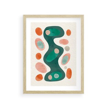 Plakat w ramie 40x50 - Wewnętrzne Spektrum - abstrakcyjne formy, dominujący kolor zielony - rama drewno