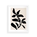 Plakat w ramie 30x40 - Wibracje Akwarelowych Ścieżek - abstrakcyjny minimalistyczna kwiat, czarno biały plakat - rama biała