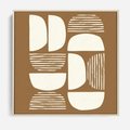 Obraz w ramie 50x50 - Wewnętrzne Spektrum - geometryczne boho kształty na brązowym, karmelowym tle - rama drewno