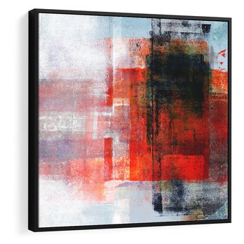 Obraz w ramie 50x50 - Burza Emocji - wyrazista abstrakcyjna sztuka, dramatyzm - rama czarna