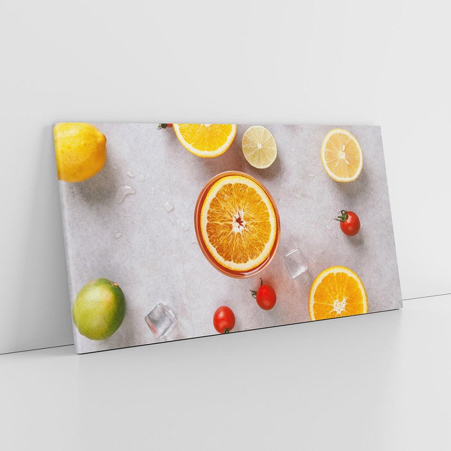 Obraz na płótnie 100x50 - Cytryny i Pomarańcze - Owoce Letniego Słońca - cytryny, pomarańcze