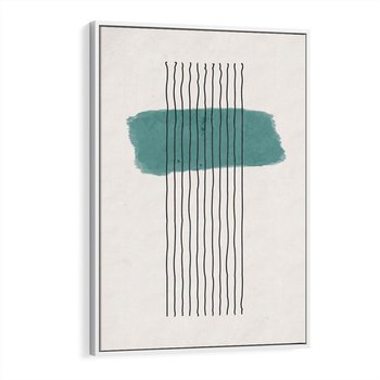 Obraz w ramie 70x100 - Bezczasowe Wspomnienia - abstrakcyjna akwarelowa plama, nieregularne kreski - rama biała